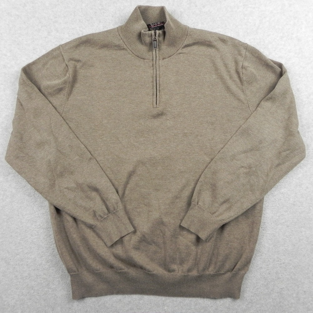 Jos A Bank Sweater Mens Large Signature 1/4 Zip Pullover Mock Neck Long‎ Sleeve